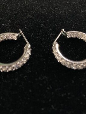 Nolan Miller Vintage Perfect Pave Hoop Earrings/Inside Out Design/COA/Warranty